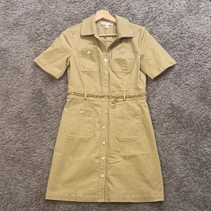 MICHAEL Michael Kors Stretch Organic Cotton Twill Belted Dress